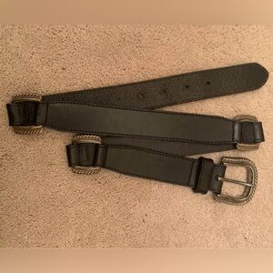 Unisex Vintage Fossil Black Leather Belt